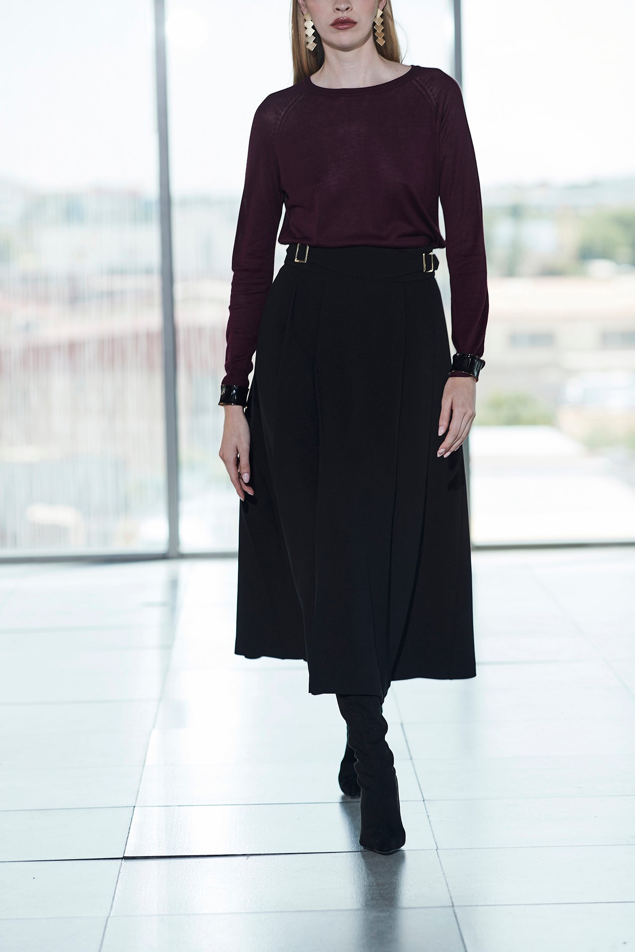 FALDA MIDI AZABACHE PETRA