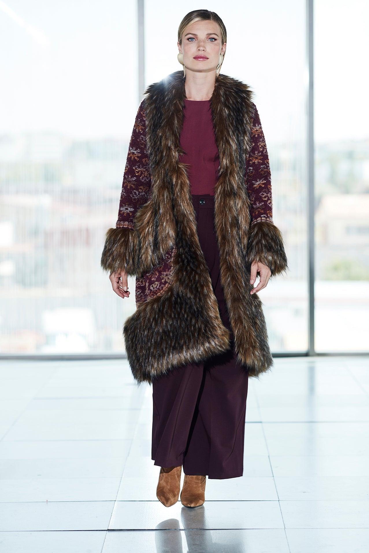 ABRIGO LARGO JACQUARD MERLOT EMILE - THE EXTREME COLLECTION