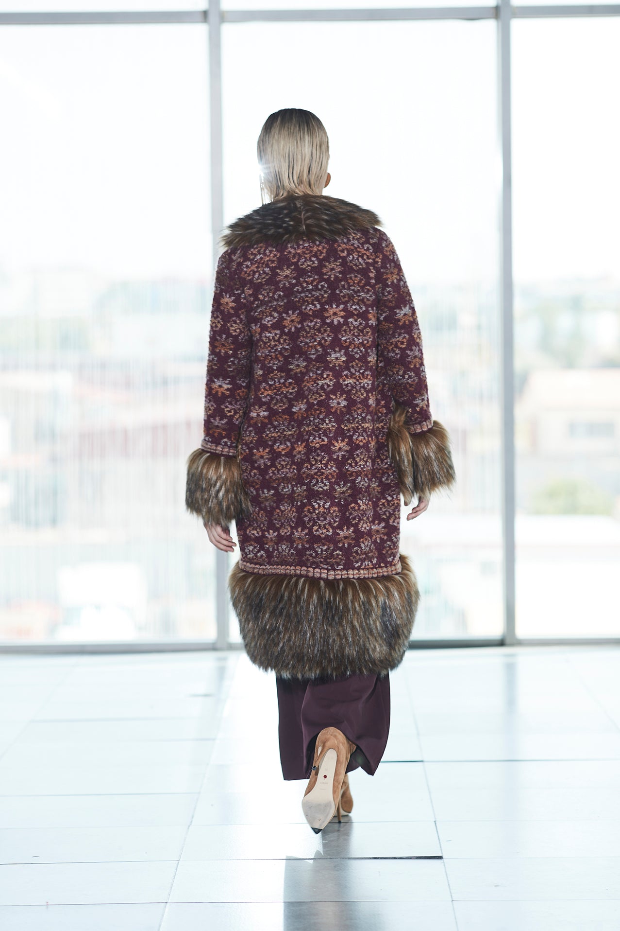ABRIGO LARGO JACQUARD MERLOT EMILE - THE EXTREME COLLECTION