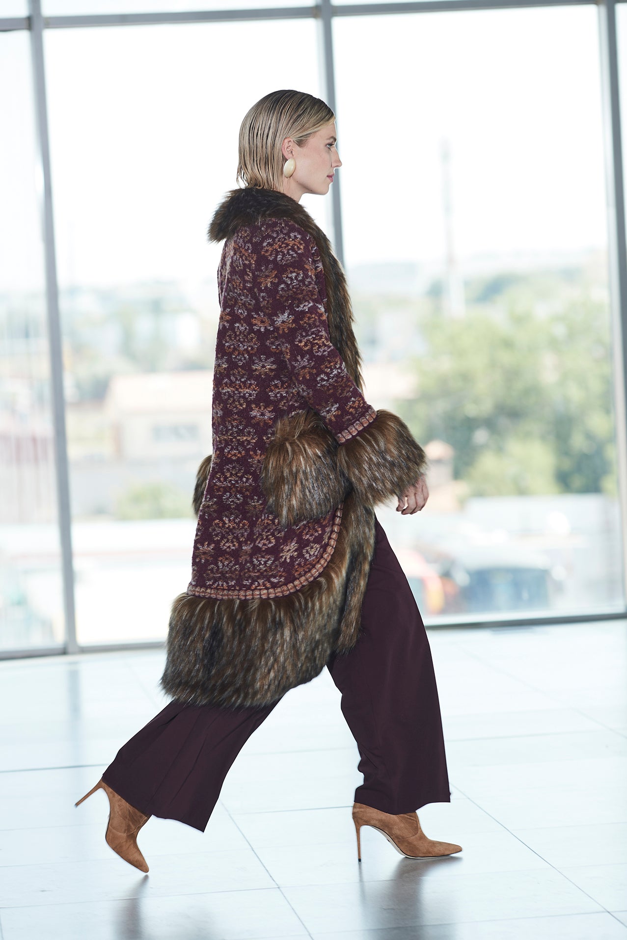 ABRIGO LARGO JACQUARD MERLOT EMILE - THE EXTREME COLLECTION