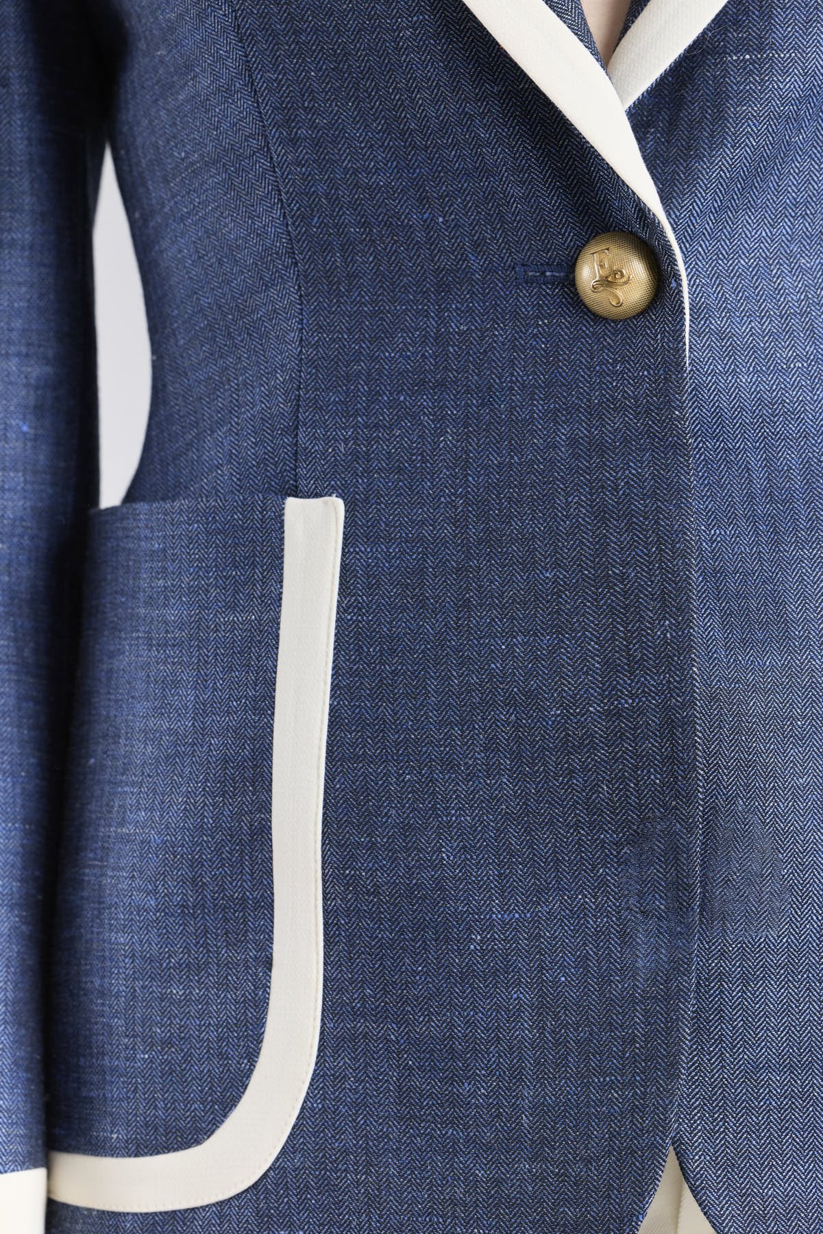 Blazer Azul Marino Laurent Blue - Sastrería de Autor con Vivos Blancos - THE EXTREME COLLECTION