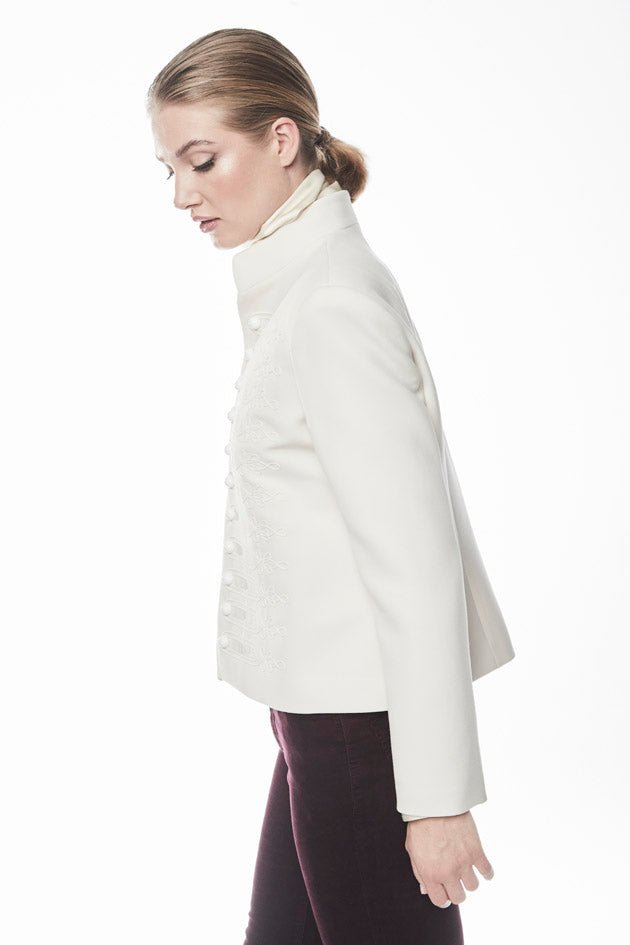 BLAZER BORDADO CON BOTONES BLANCO BIANCA - THE EXTREME COLLECTION