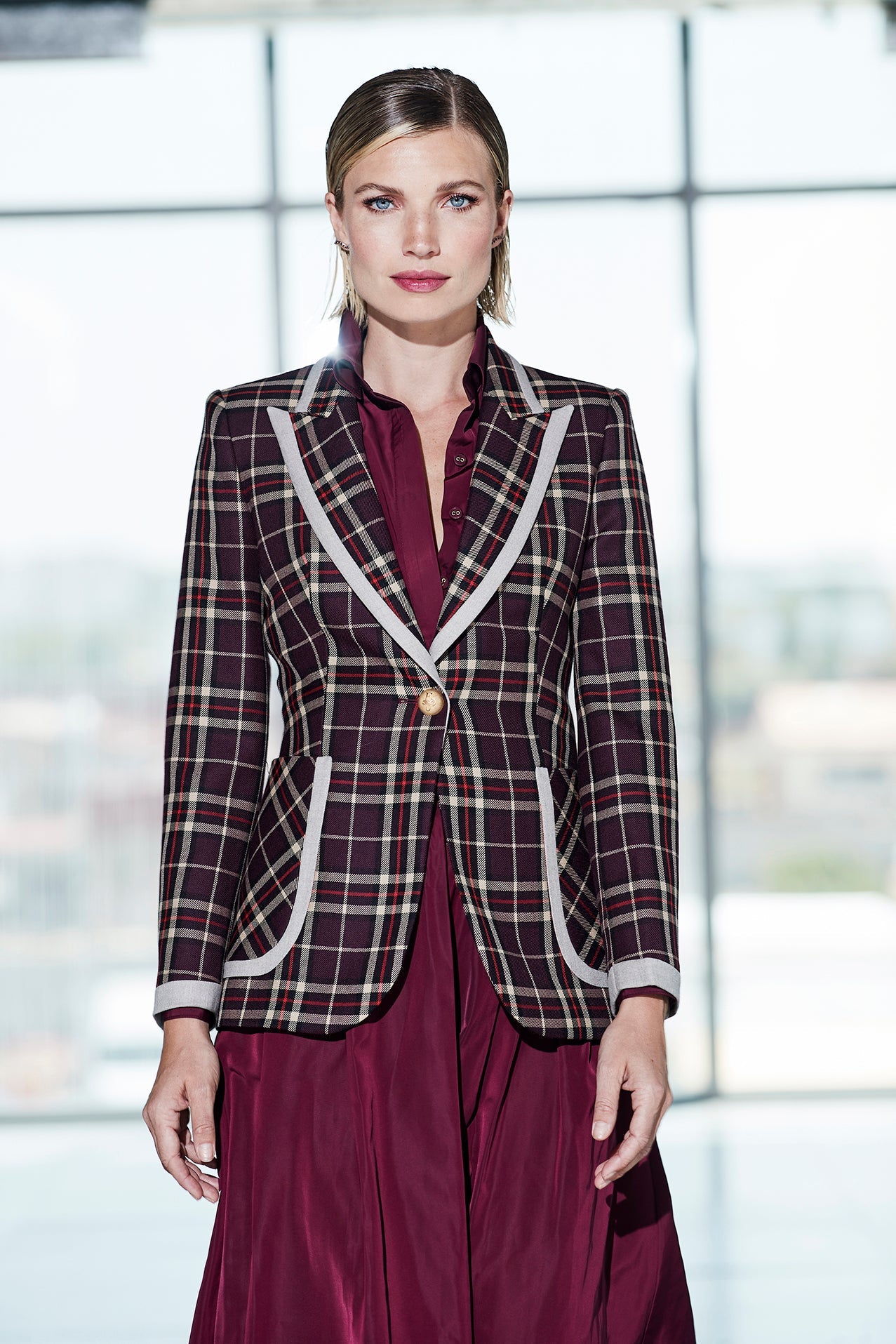 BLAZER CUADRO ESCOCES MERLOT BLACKBERRY - THE EXTREME COLLECTION