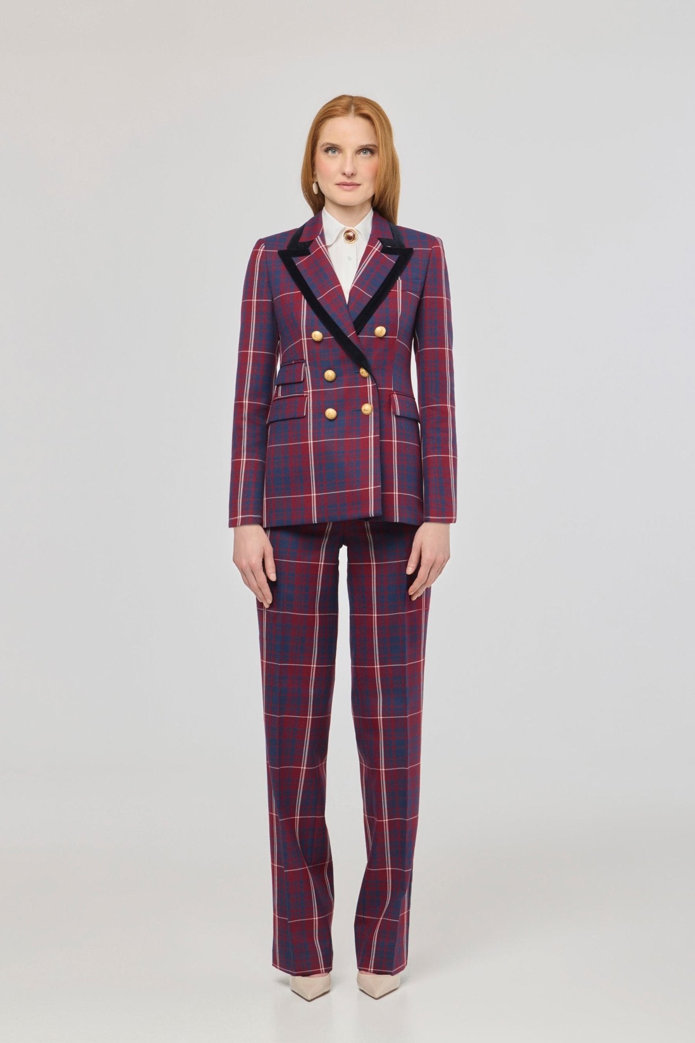 Blazer de cuadros con solapa aterciopelada Anderson de The Extreme Collection con estampado de cuadros y solapa de terciopelo.