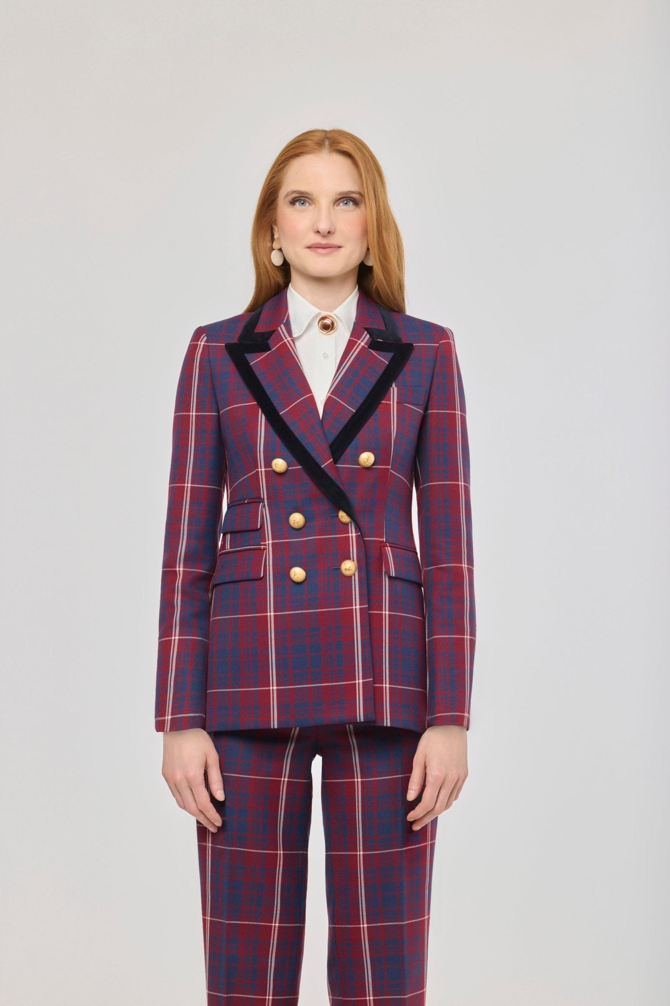 Blazer de cuadros con solapa aterciopelada Anderson de The Extreme Collection con estampado de cuadros y solapa de terciopelo.