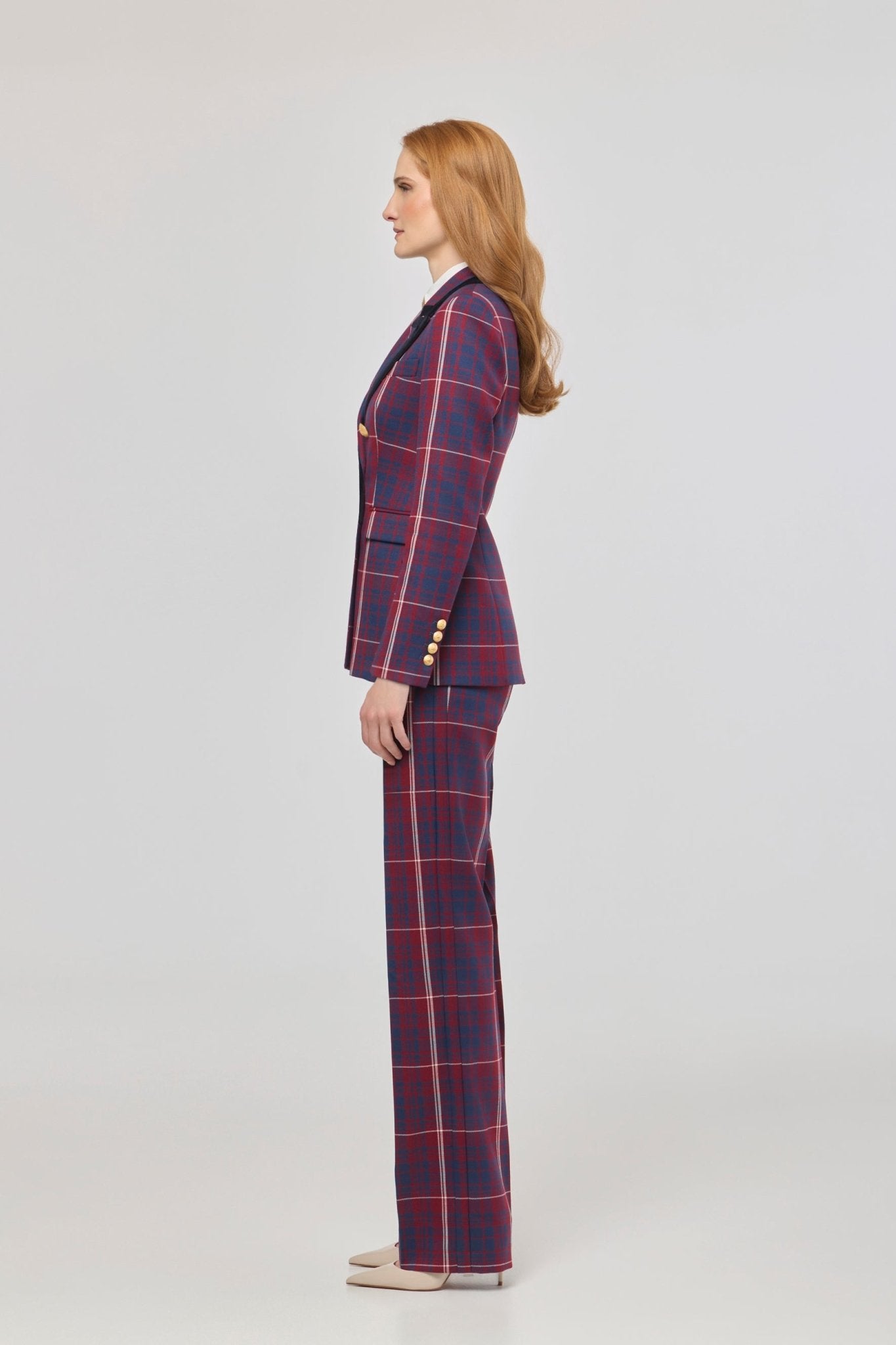 Blazer de cuadros con solapa aterciopelada Anderson de The Extreme Collection con estampado de cuadros y solapa de terciopelo.