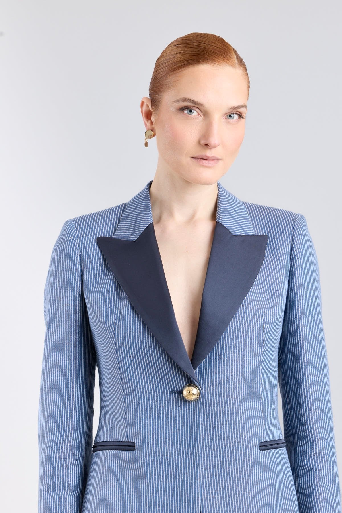 Blazer de Lino a Rayas Paddy - Estilo Navy Artesanal - THE EXTREME COLLECTION