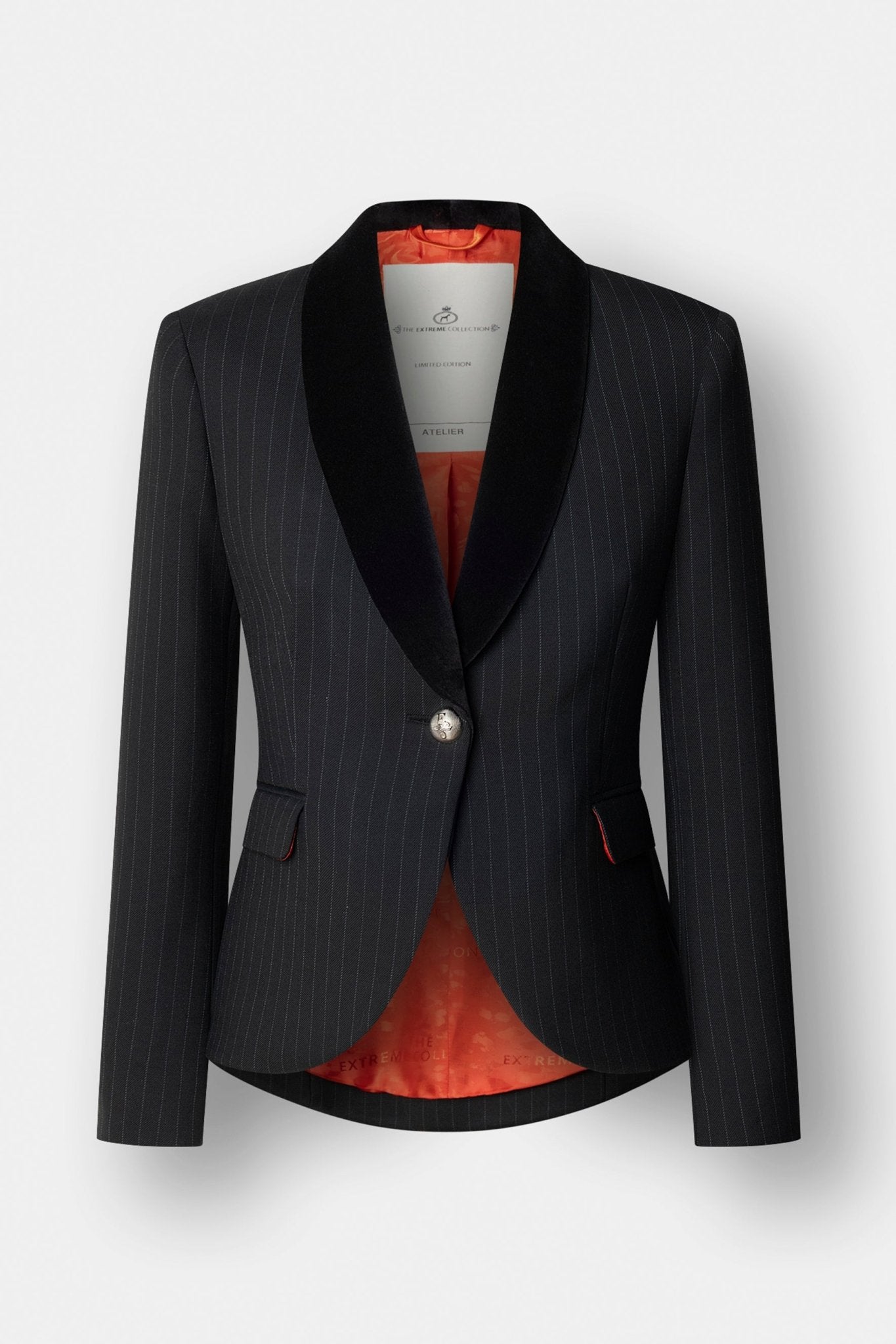 Blazer de raya diplomática con bordado joya The Gardens en tejido de raya diplomática con un bordado joya estelar en la espalda.