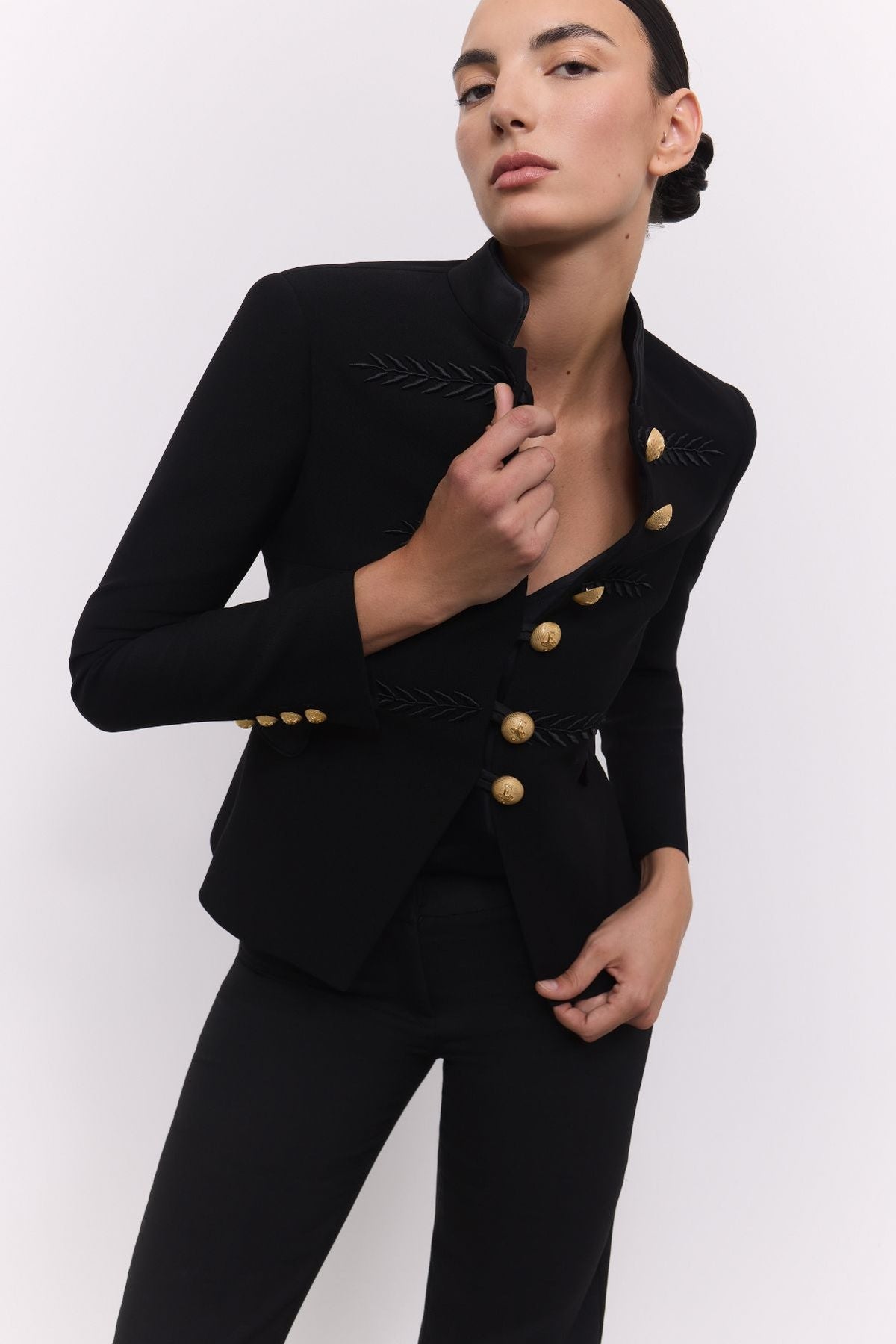 Blazer militar bordada negro Renata 01 - Edición Limitada - THE EXTREME COLLECTION