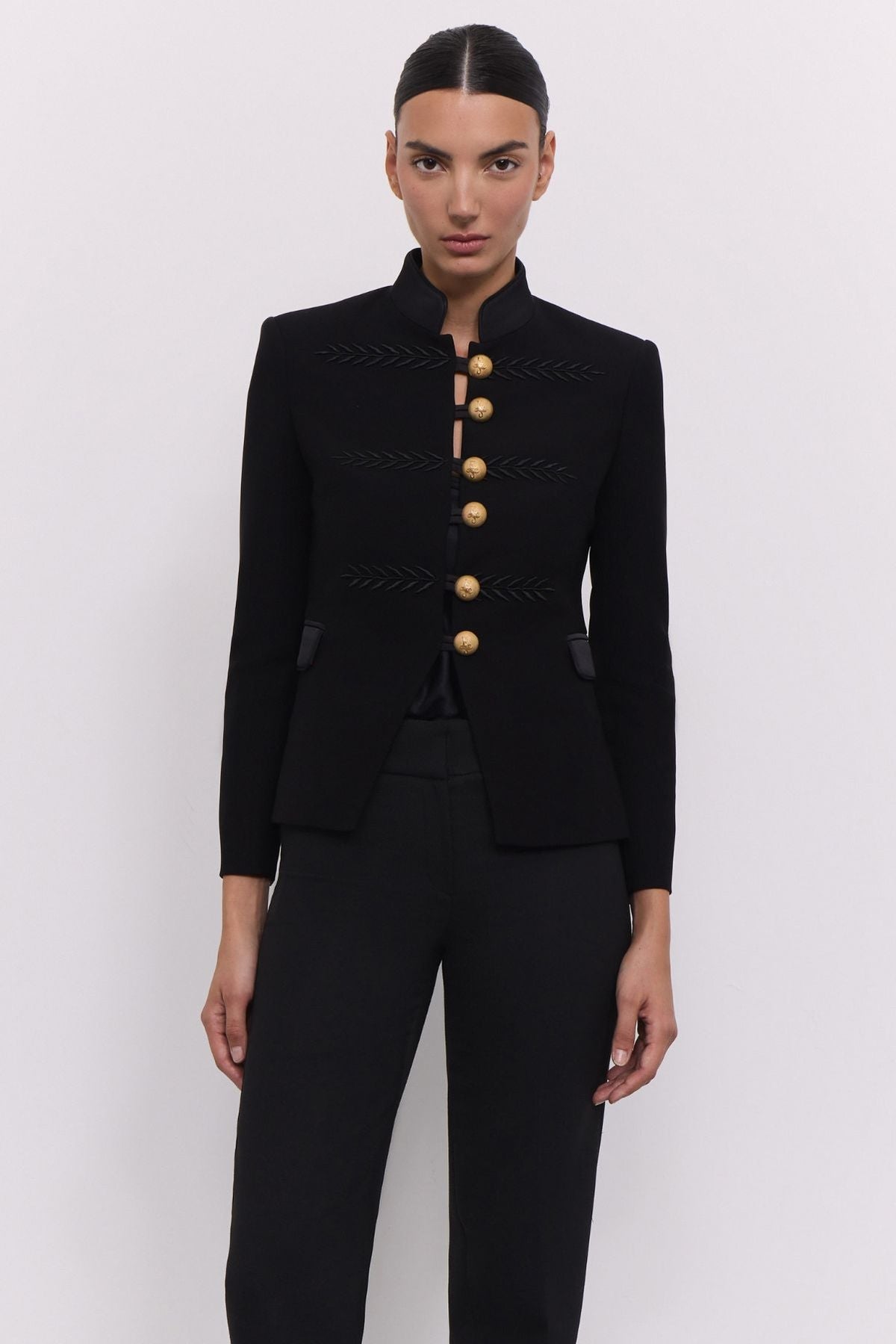 Blazer militar bordada negro Renata 01 - Edición Limitada - THE EXTREME COLLECTION