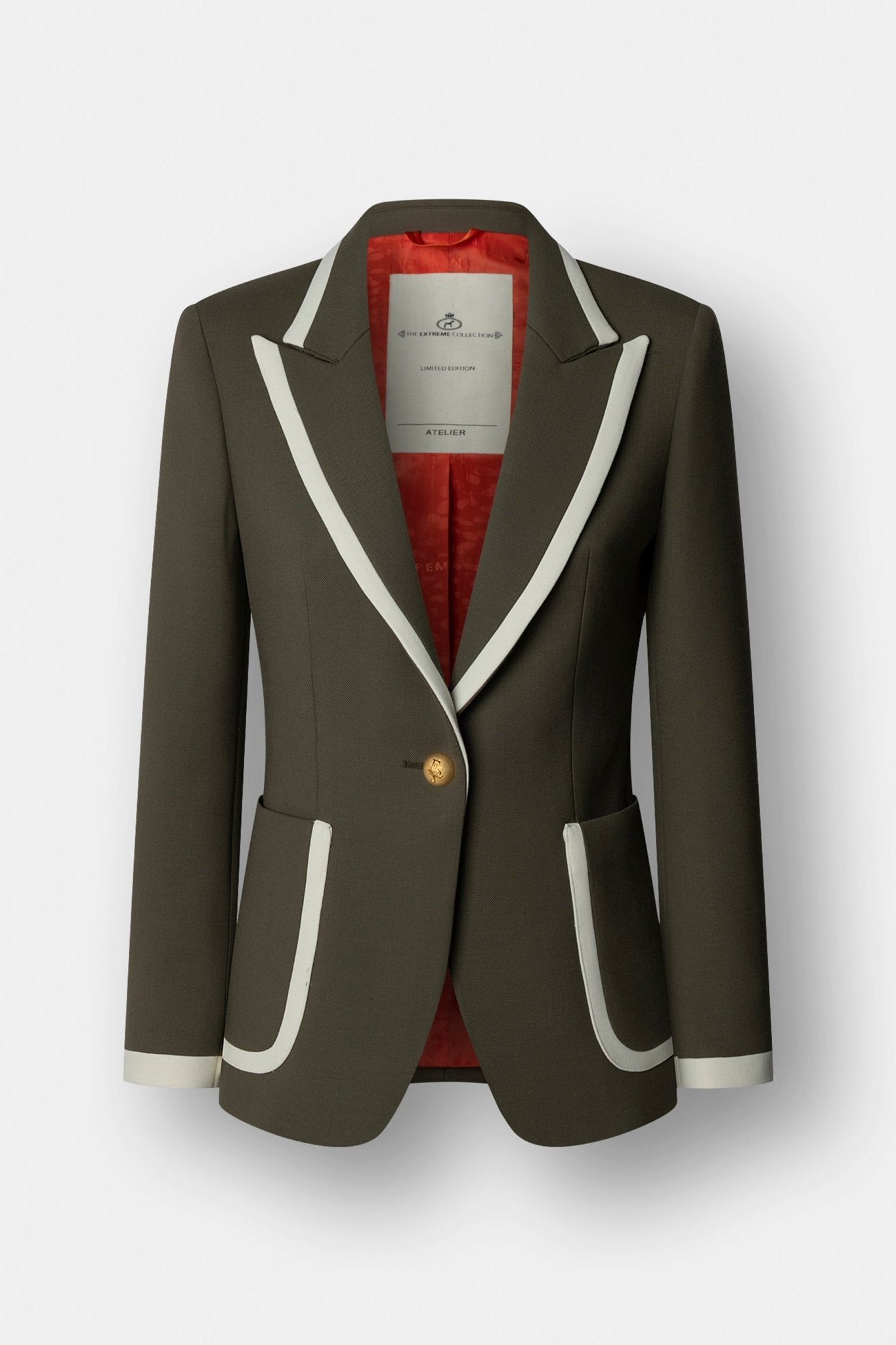 Blazer verde con ribetes en contraste Laurent de The Extreme Collection de color verde con ribetes blancos.