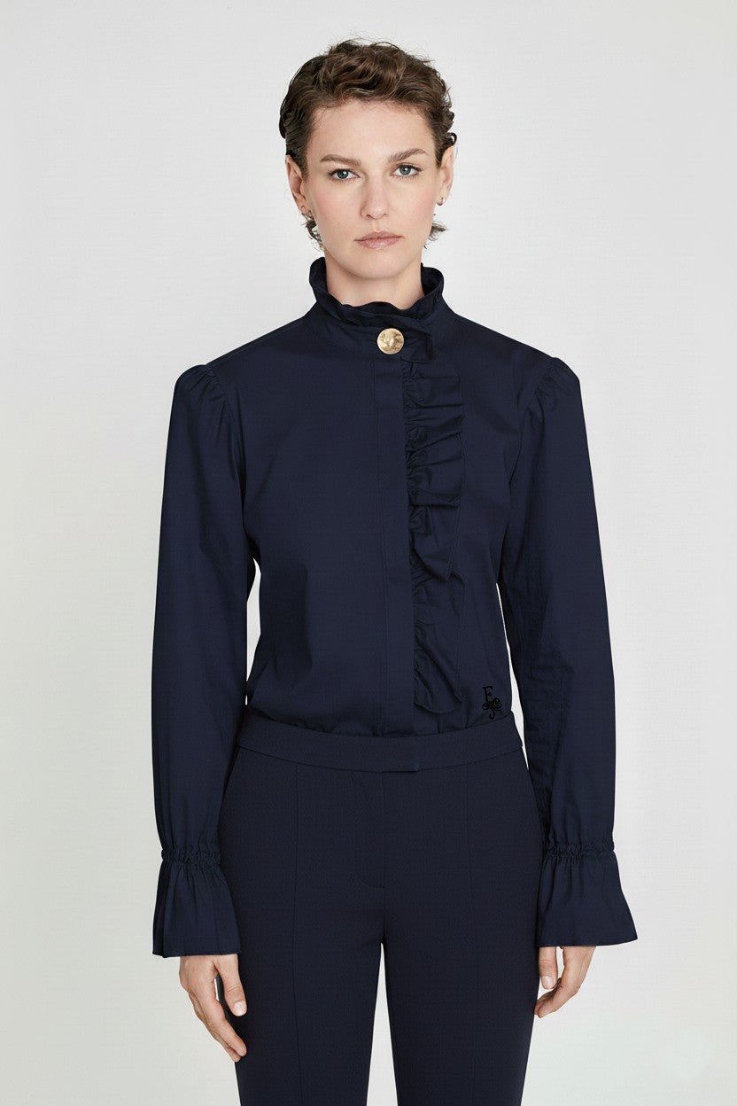 CAMISA INDIGO CON VOLANTE BOHEME - THE EXTREME COLLECTION