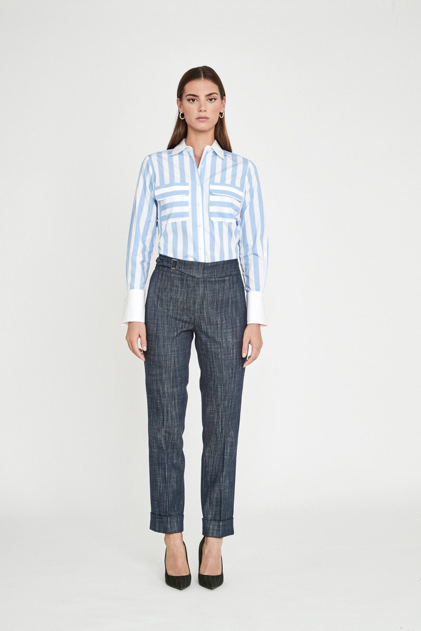 CAMISA RAYAS CELESTE GABRIELLE - THE EXTREME COLLECTION