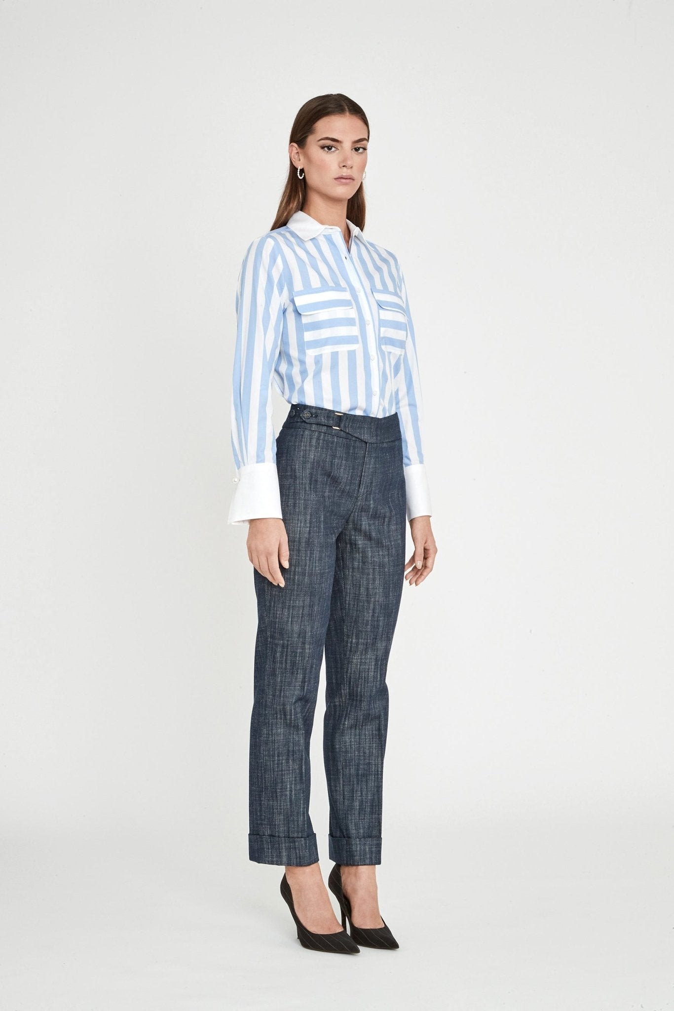 CAMISA RAYAS CELESTE GABRIELLE - THE EXTREME COLLECTION
