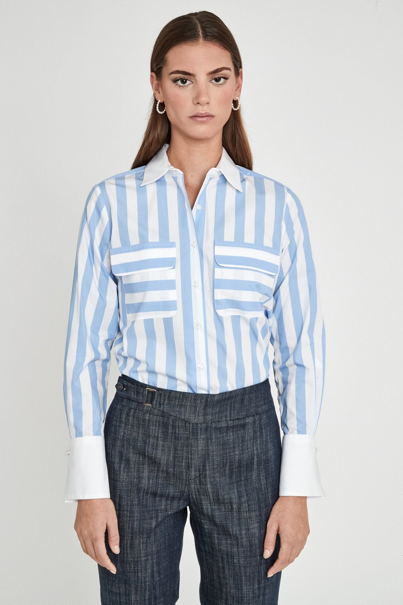 CAMISA RAYAS CELESTE GABRIELLE - THE EXTREME COLLECTION