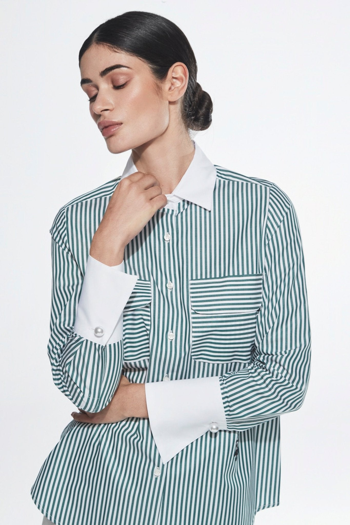 CAMISA RAYAS VERDE BRIANA - THE EXTREME COLLECTION