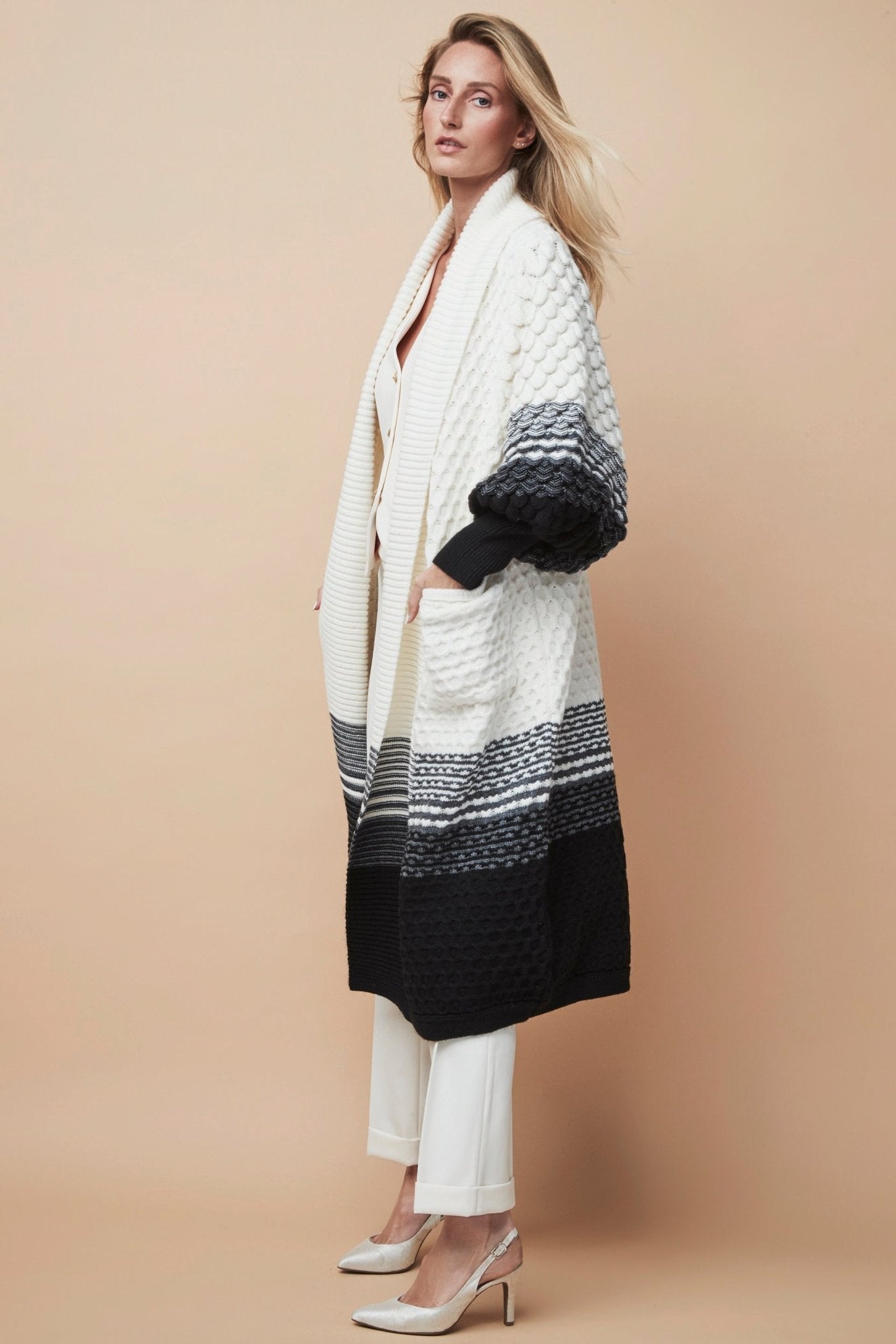 CARDIGAN LARGA ALPACA DAUPHINE BLANCO - THE EXTREME COLLECTION