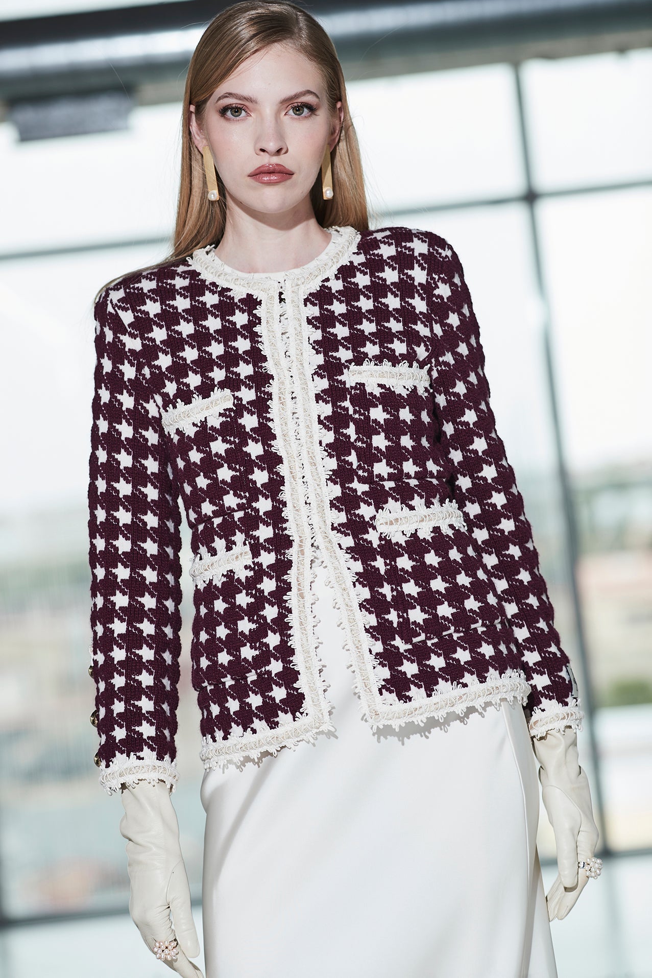 CHAQUETA CORTA PATA DE GALLO VINO MARGOT - THE EXTREME COLLECTION