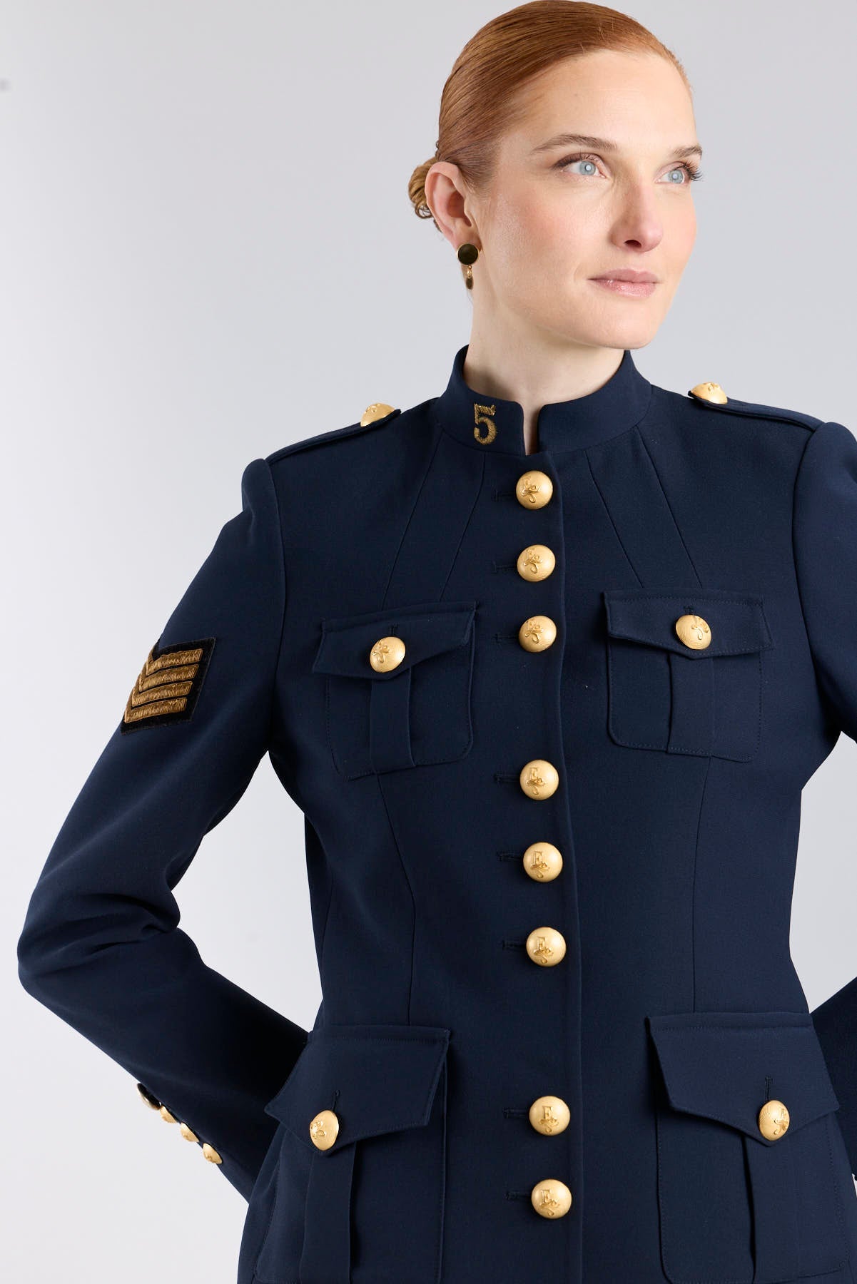 Chaqueta Militar Mujer Azul Marino Manhattan - Sastrería en Crepe - THE EXTREME COLLECTION