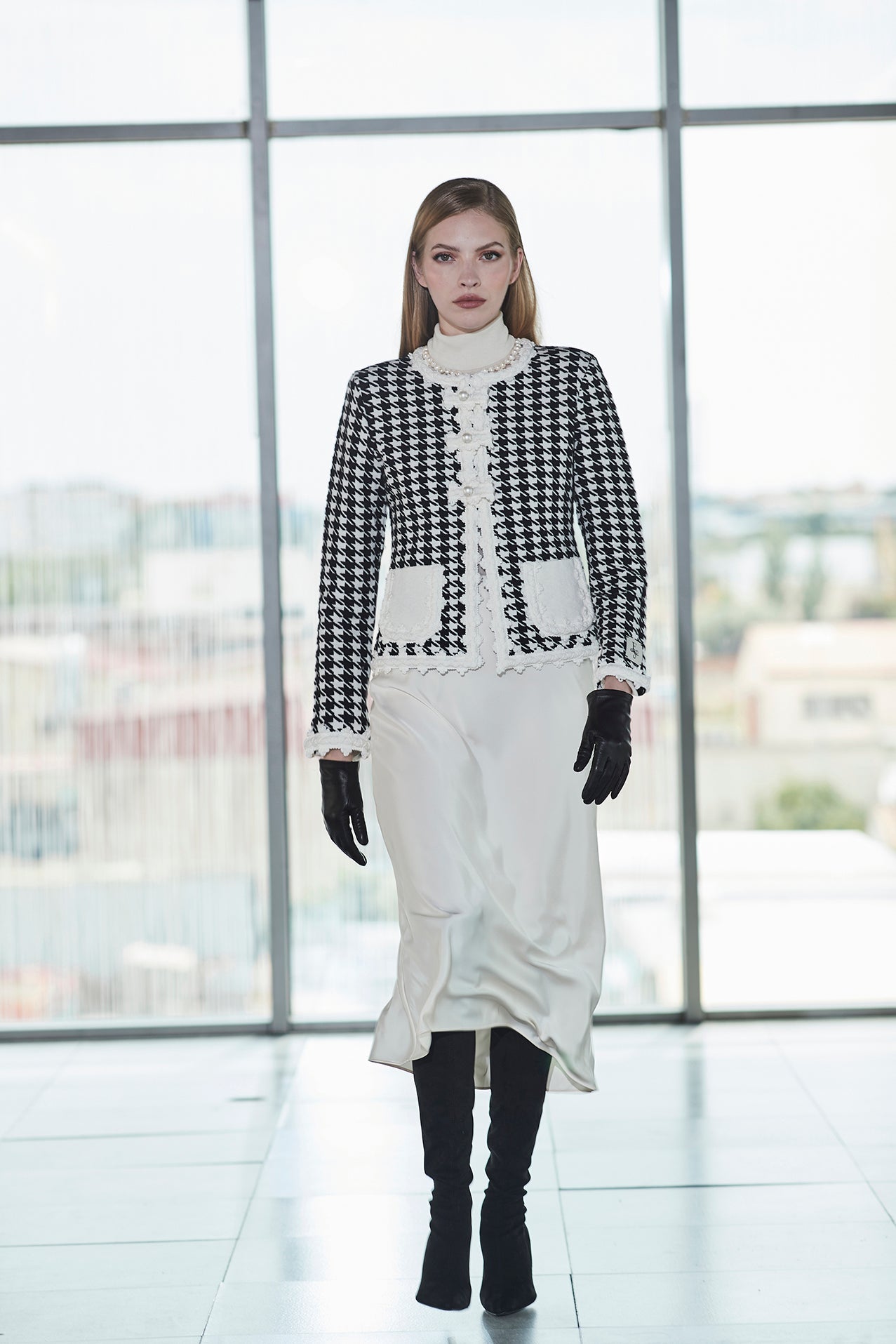 CHAQUETA PATA DE GALLO MARFIL GENEVA - THE EXTREME COLLECTION