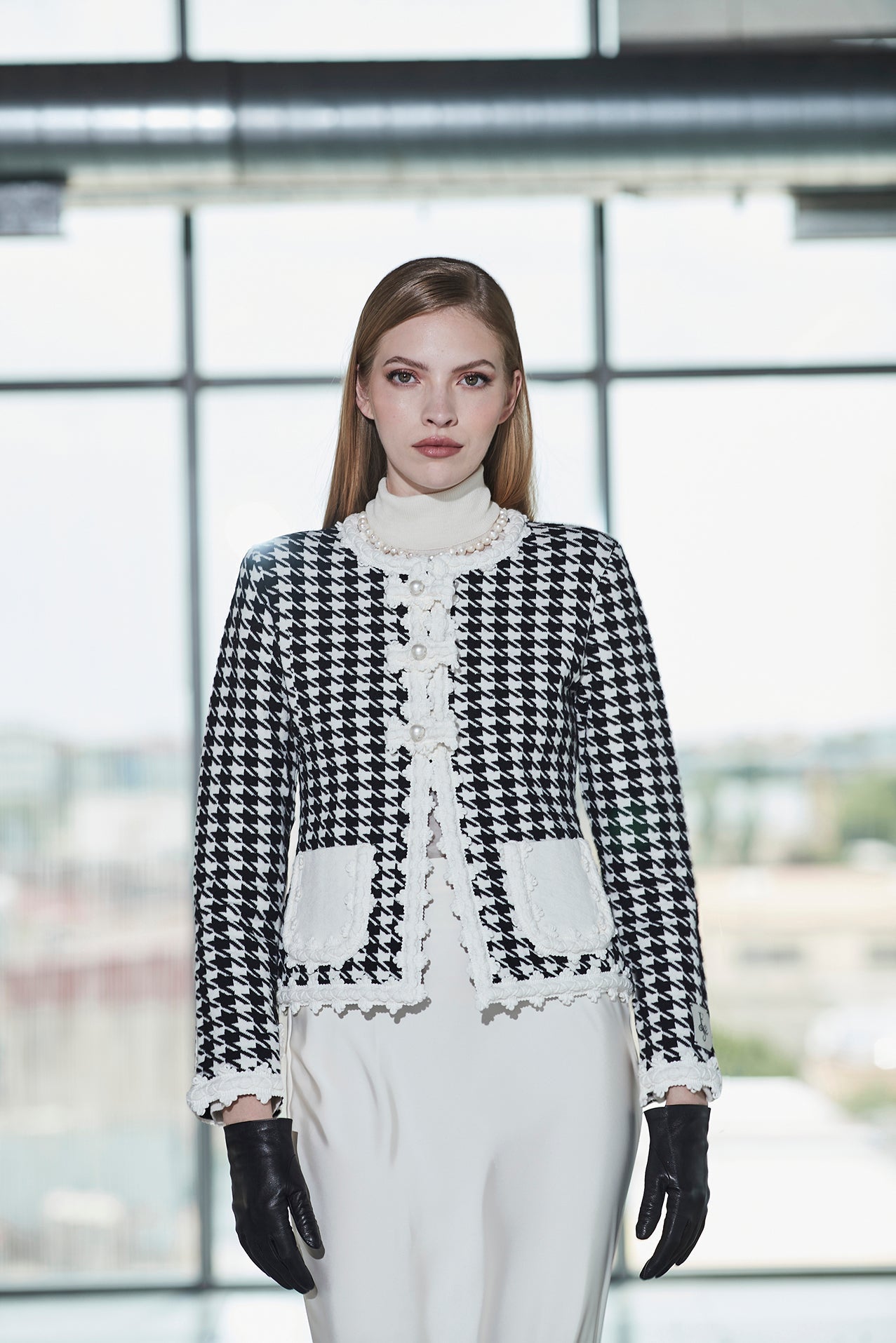 CHAQUETA PATA DE GALLO MARFIL GENEVA - THE EXTREME COLLECTION