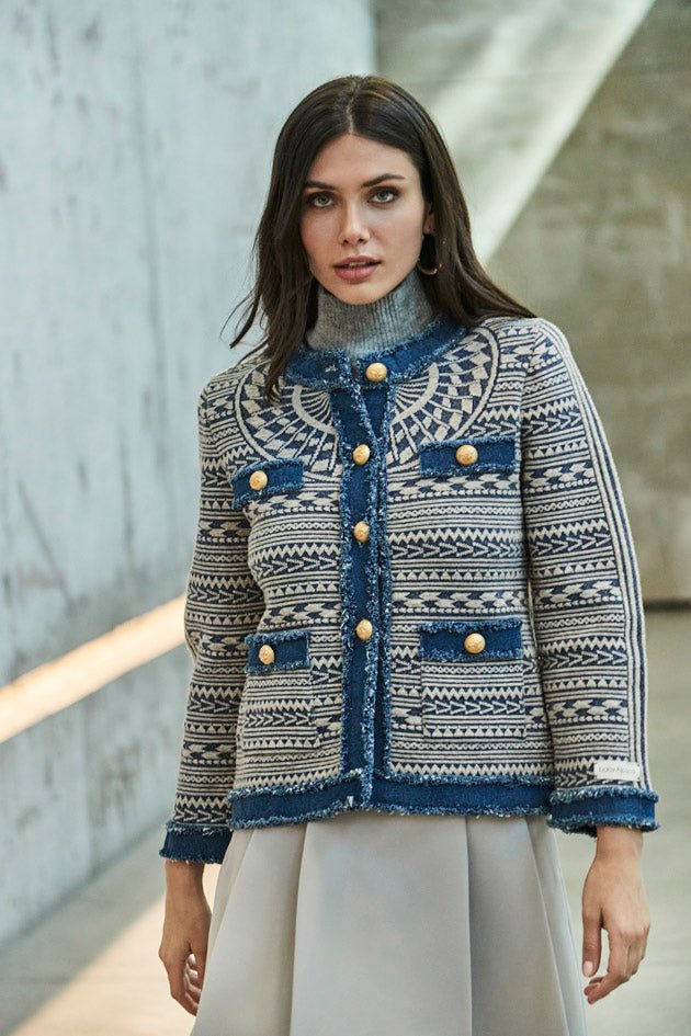 CHAQUETA TWEED ALPACA AZUL GASTON - THE EXTREME COLLECTION