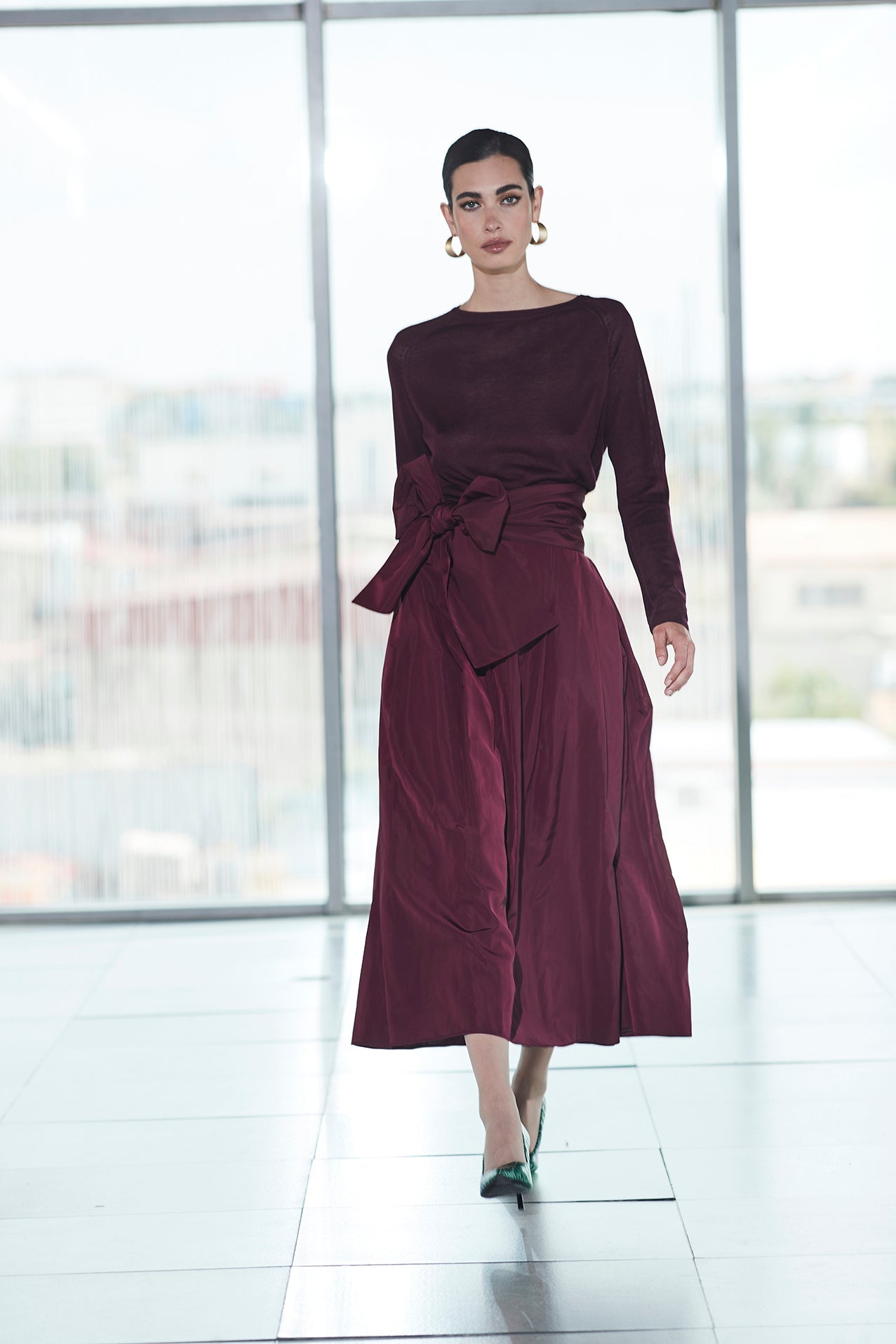 FALDA MIDI CIRUELA TAFETA - THE EXTREME COLLECTION