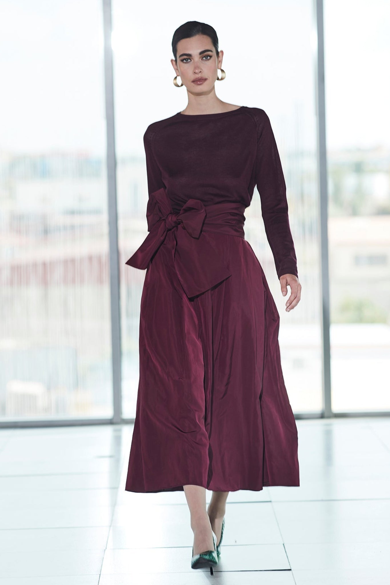 FALDA MIDI CIRUELA TAFETA - THE EXTREME COLLECTION