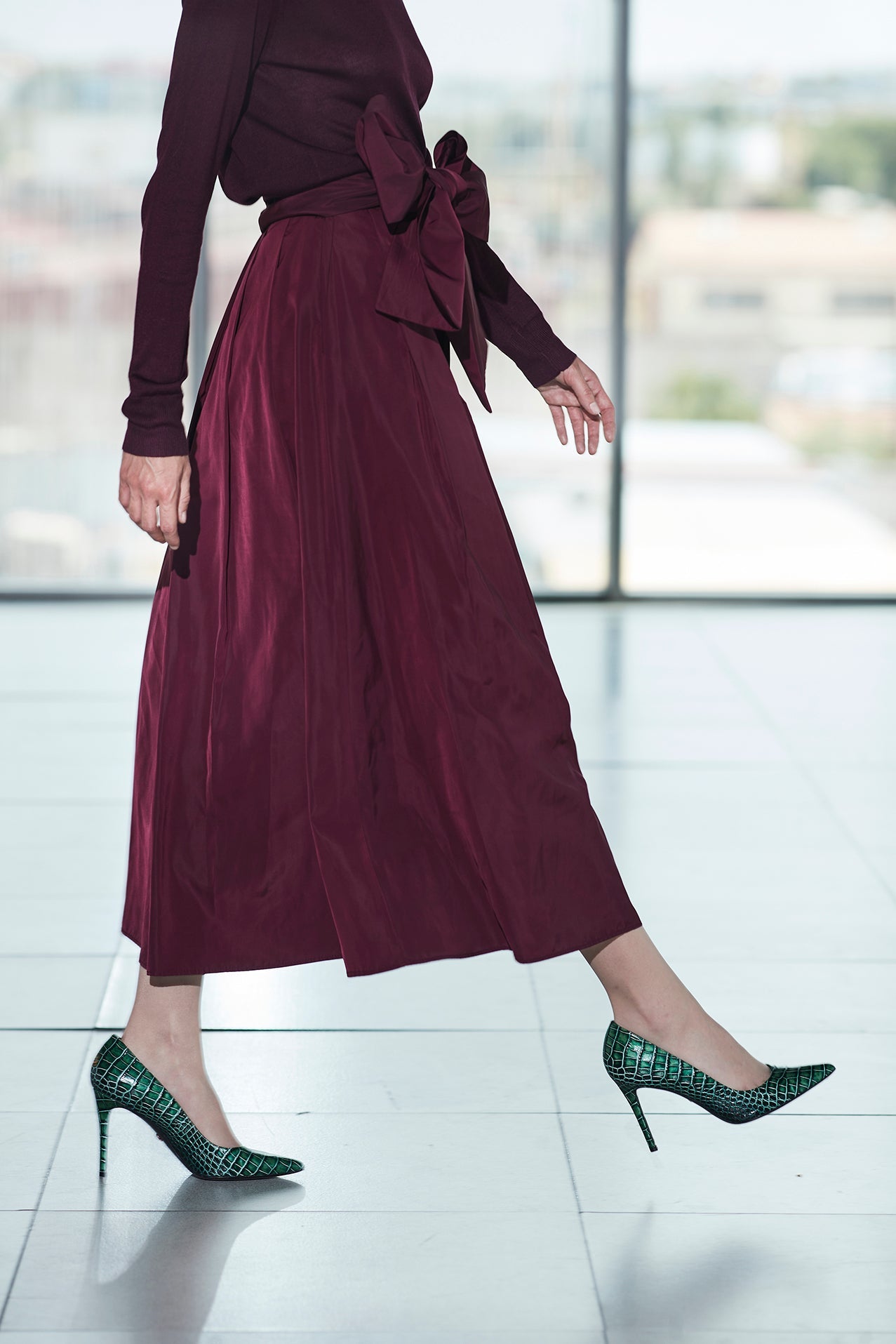 FALDA MIDI CIRUELA TAFETA - THE EXTREME COLLECTION