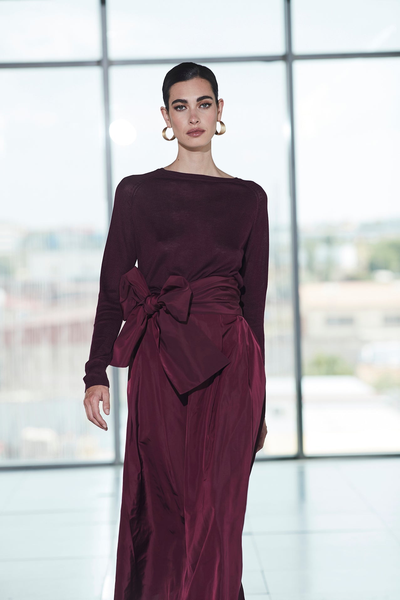 FALDA MIDI CIRUELA TAFETA - THE EXTREME COLLECTION