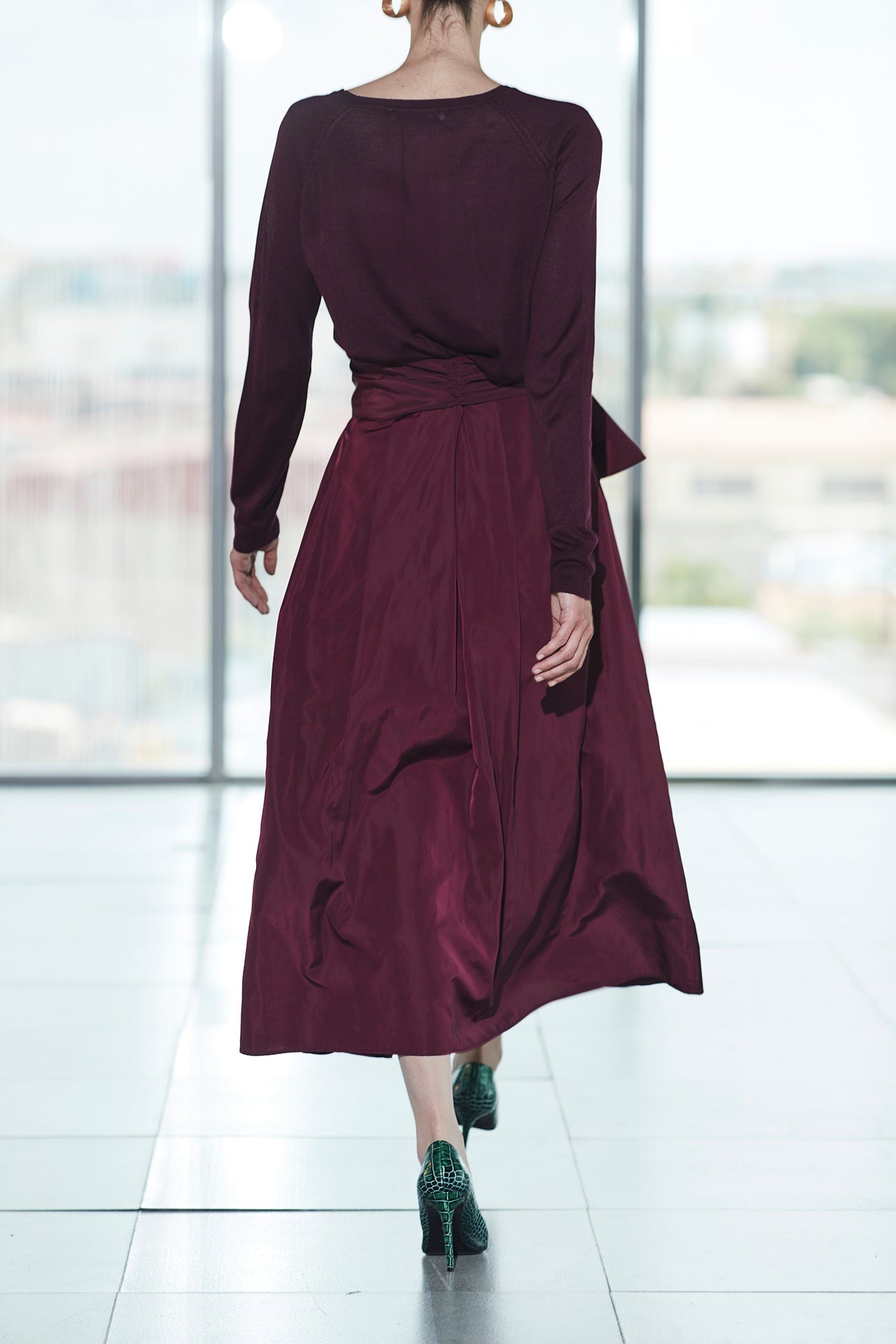 FALDA MIDI CIRUELA TAFETA - THE EXTREME COLLECTION