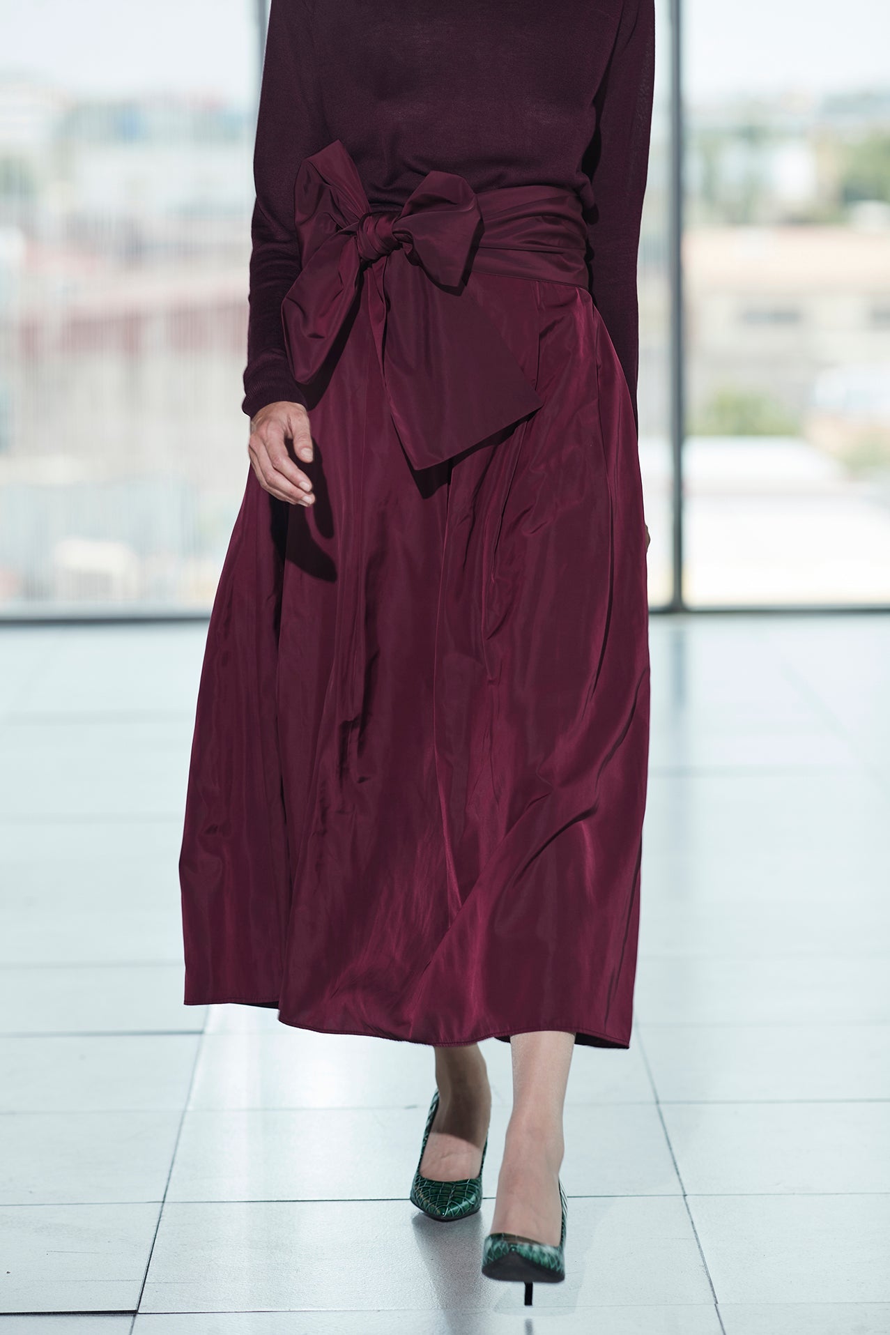 FALDA MIDI CIRUELA TAFETA - THE EXTREME COLLECTION