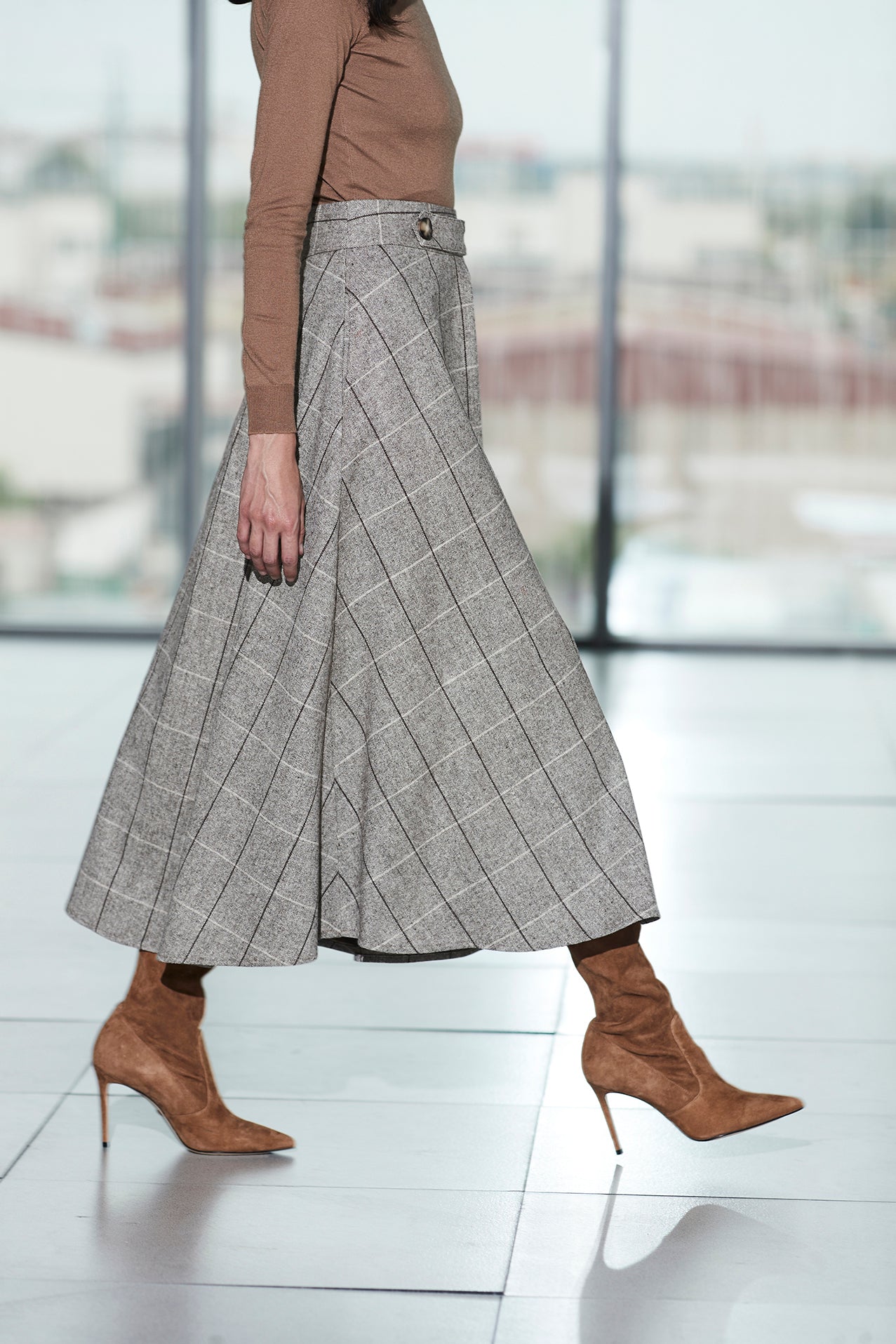 FALDA MIDI CUADROS PIEDRA PETRA 03 - THE EXTREME COLLECTION