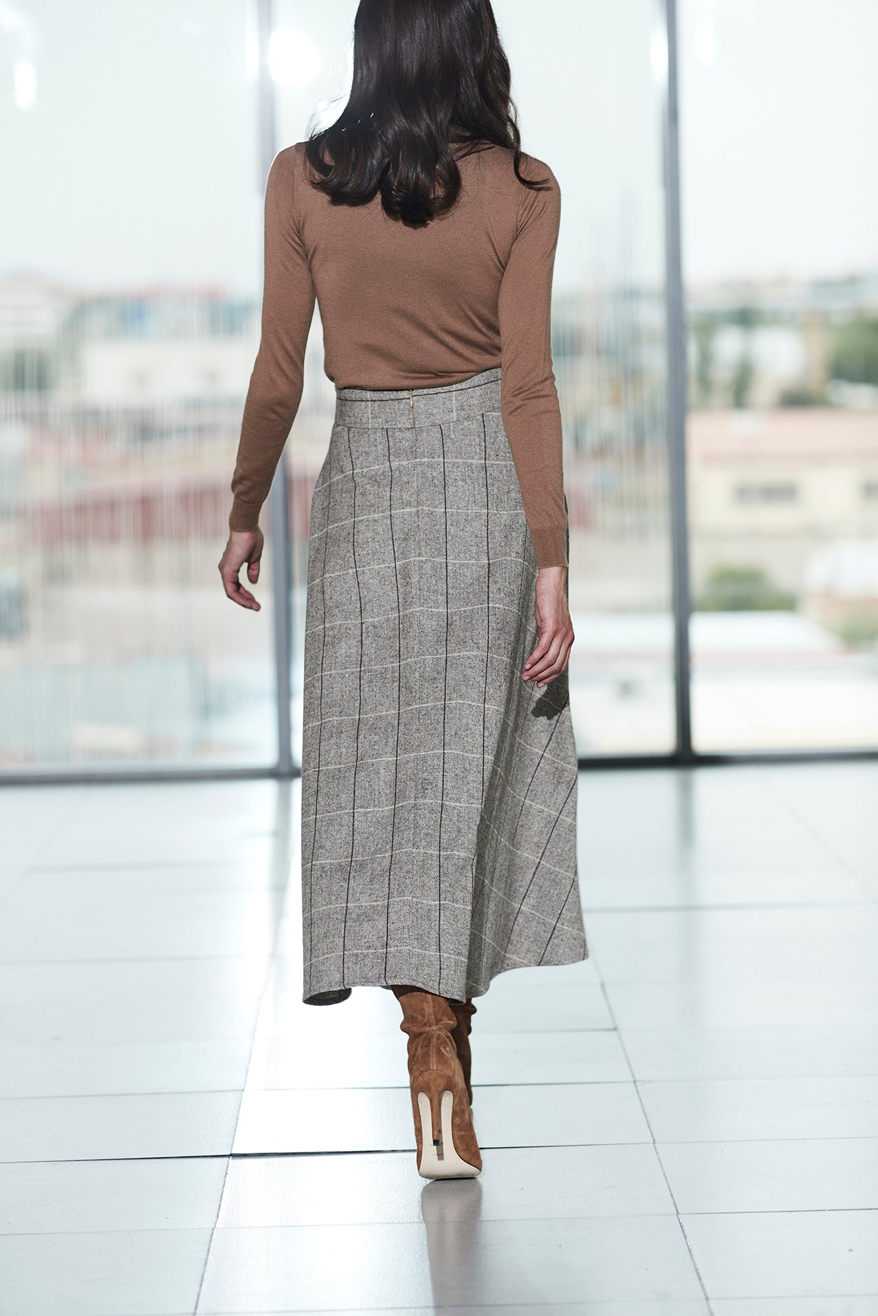FALDA MIDI CUADROS PIEDRA PETRA 03 - THE EXTREME COLLECTION