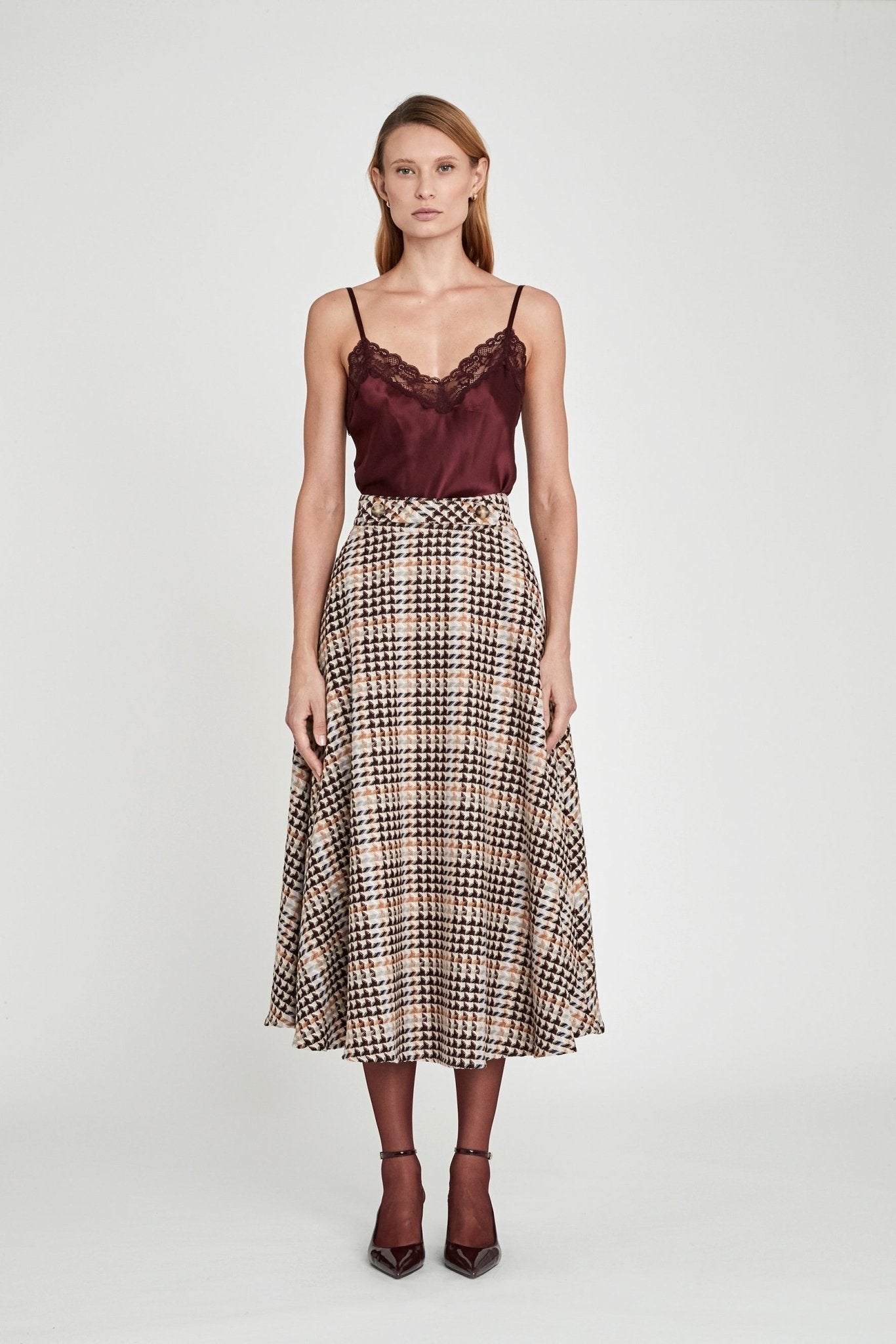 FALDA MIDI PATA DE GALLO TRISTAN - THE EXTREME COLLECTION