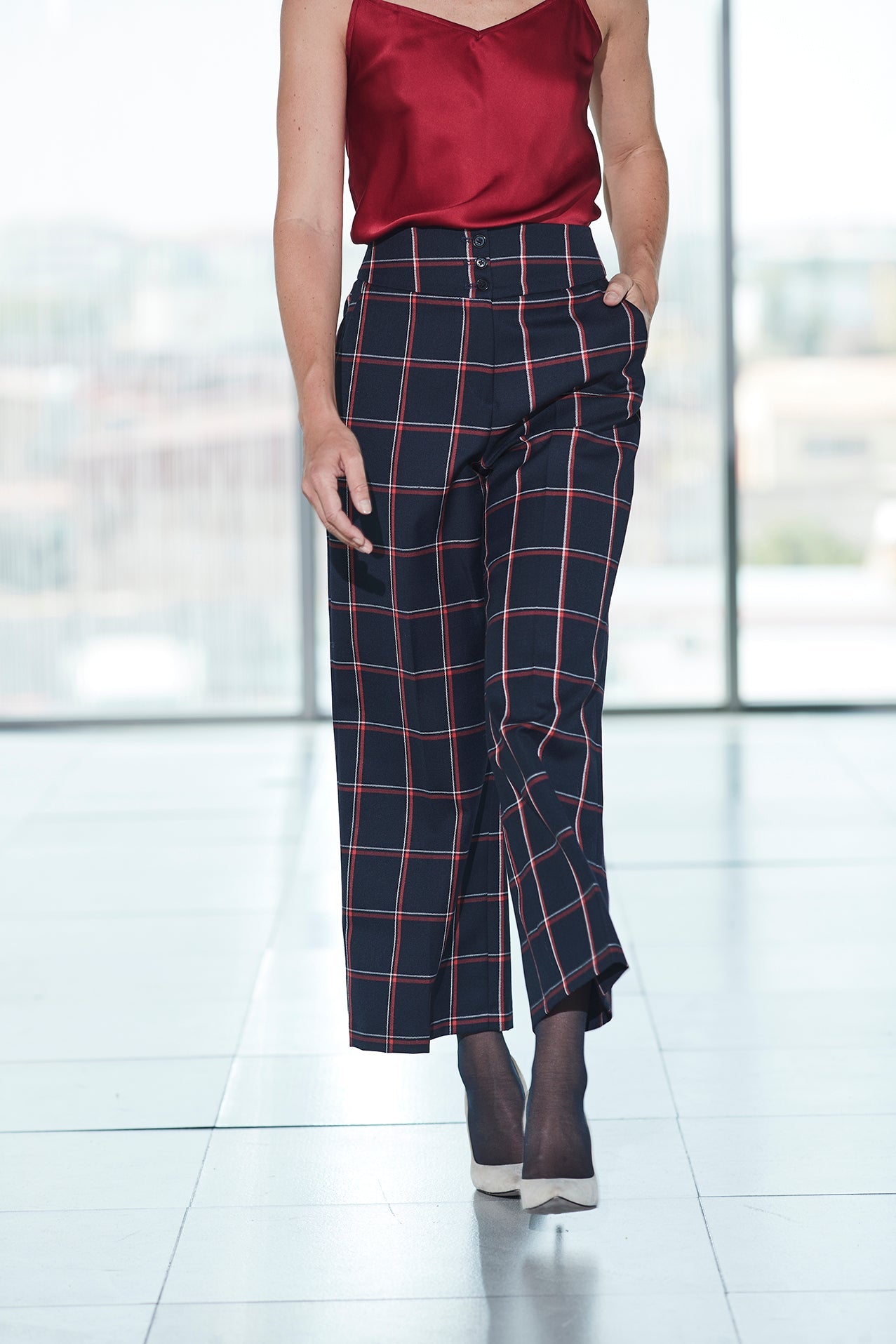 PANTALÓN CUADROS INDIGO ELEANOR - THE EXTREME COLLECTION