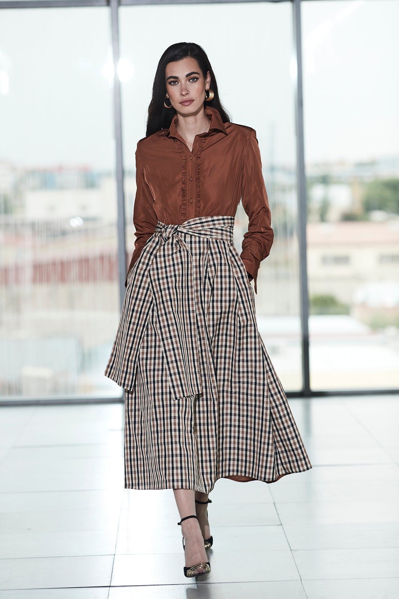 VESTIDO COMBINADO PATA DE GALLO CORNELIA - THE EXTREME COLLECTION