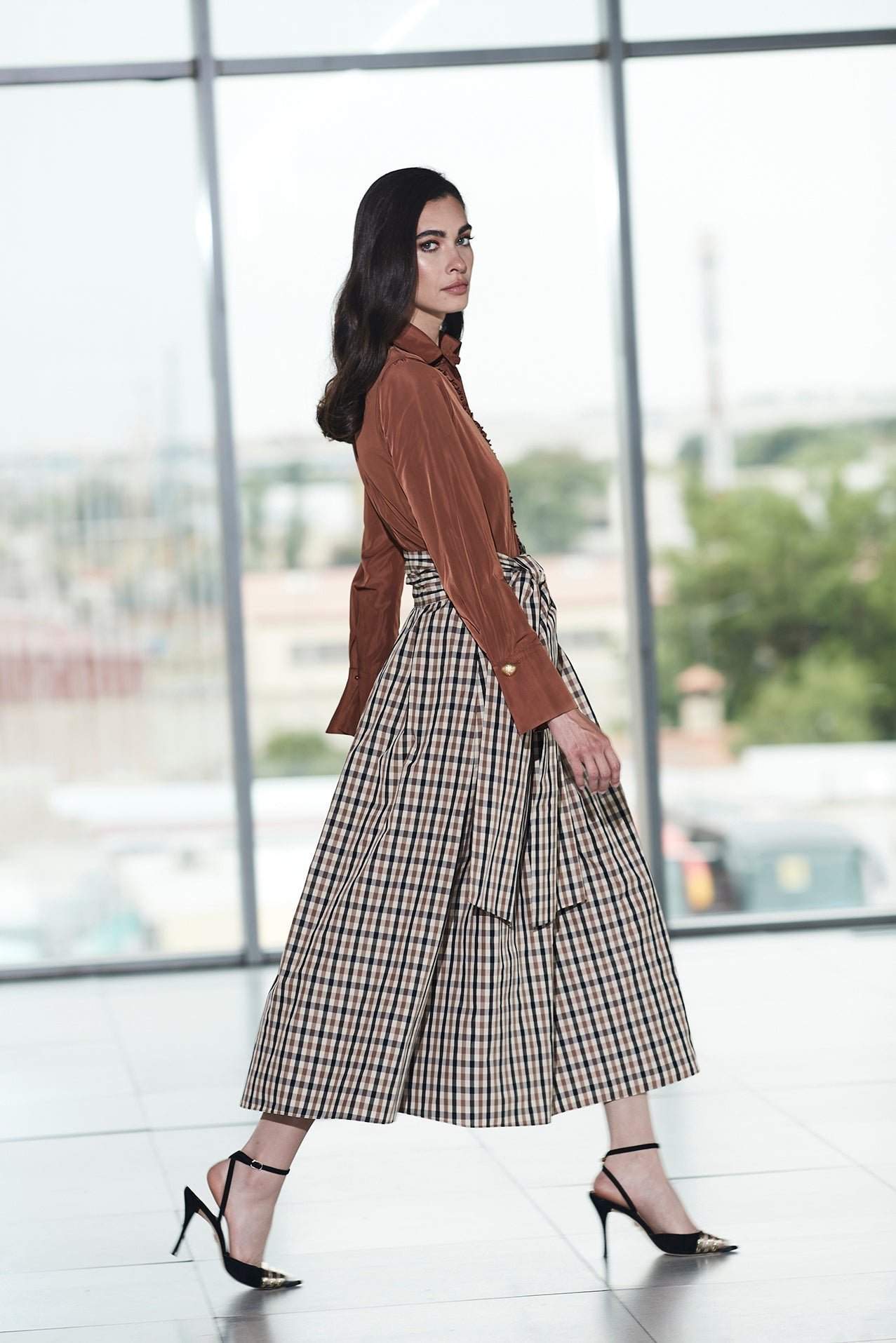 VESTIDO COMBINADO PATA DE GALLO CORNELIA - THE EXTREME COLLECTION